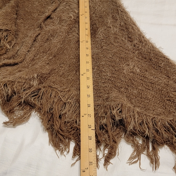 Donna Diosa Brown Eye Lash Hem Fly Away Open Boho Hippie Fuzzie Vest Free Sz - Picture 9 of 9